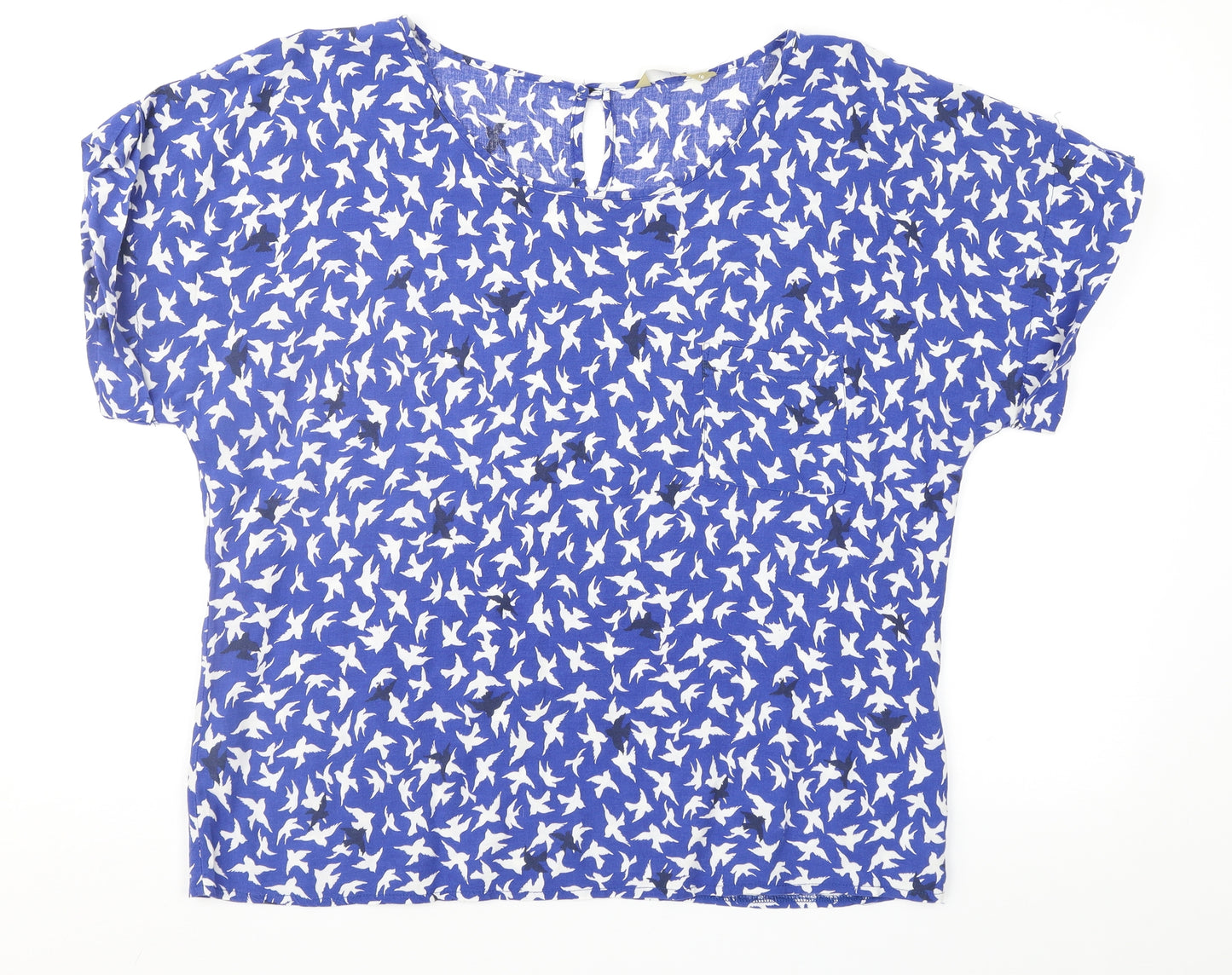 TU Womens Blue Geometric  Basic Blouse Size 16