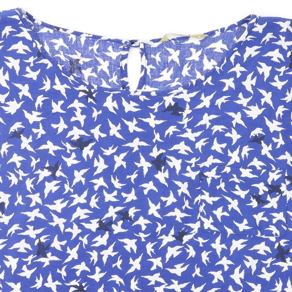 TU Womens Blue Geometric  Basic Blouse Size 16