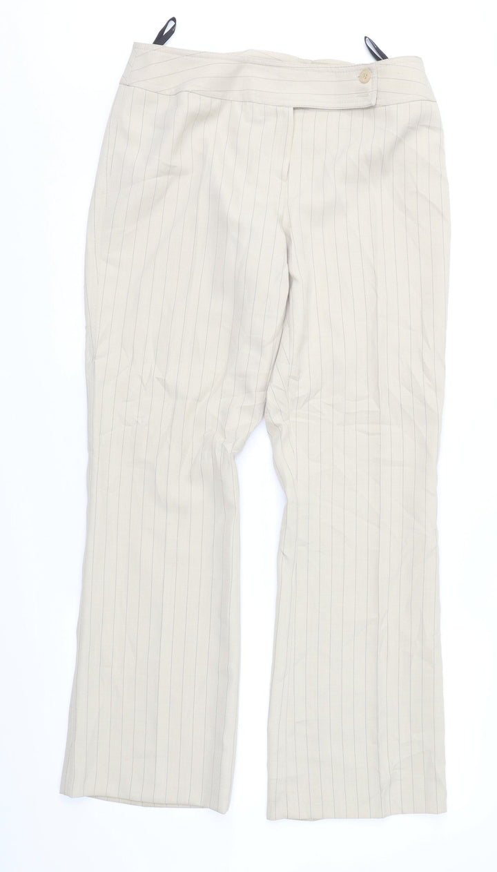 Dorothy Perkins Womens Beige Striped  Trousers  Size 14 L31 in