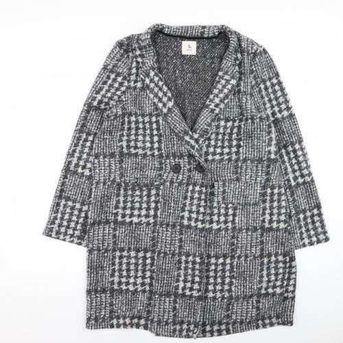 Per Una Womens Grey Geometric  Overcoat Coat Size L