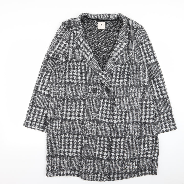 Per Una Womens Grey Geometric Overcoat Coat Size L