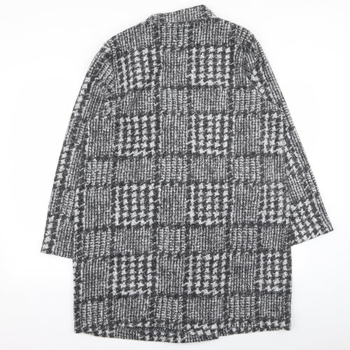 Per Una Womens Grey Geometric  Overcoat Coat Size L