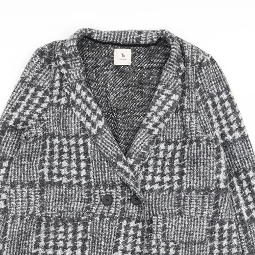 Per Una Womens Grey Geometric  Overcoat Coat Size L