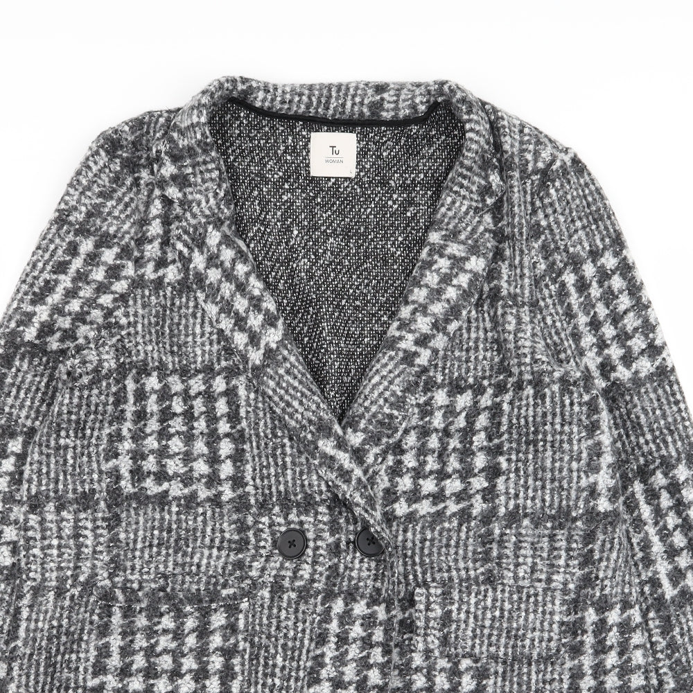 Per Una Womens Grey Geometric  Overcoat Coat Size L