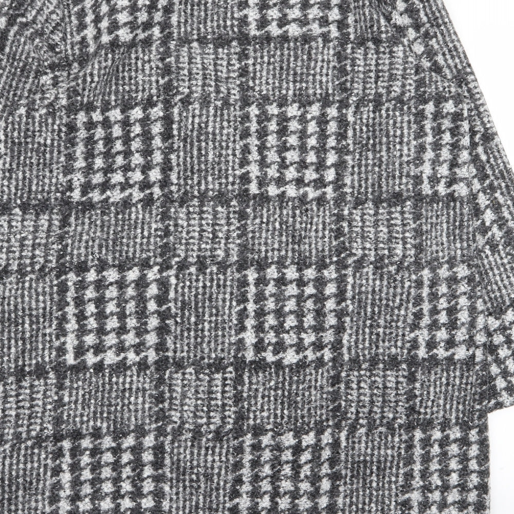 Per Una Womens Grey Geometric  Overcoat Coat Size L