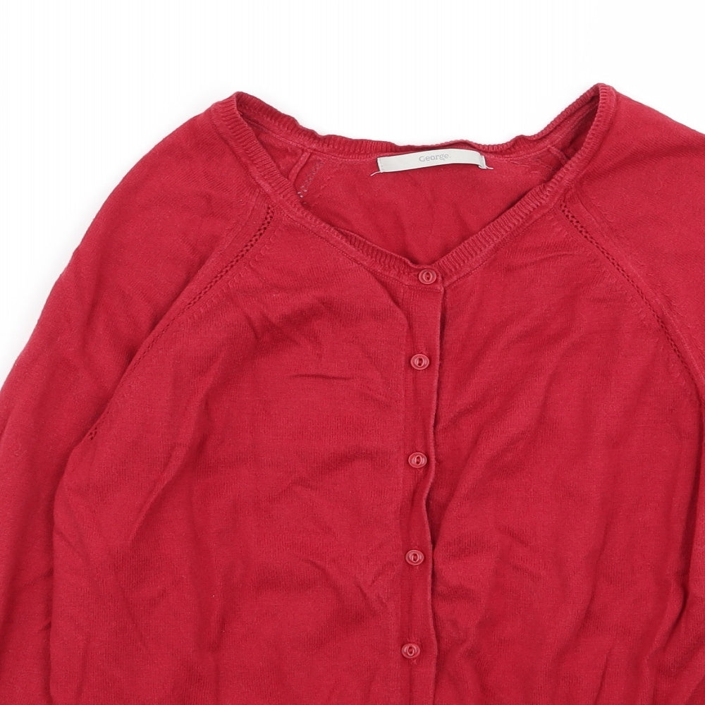 Asda George Womens Red   Cardigan Jumper Size 12  - School Cardigan