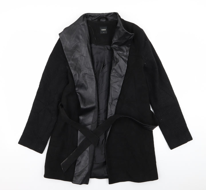 Oasis Womens Black Overcoat Coat Size S