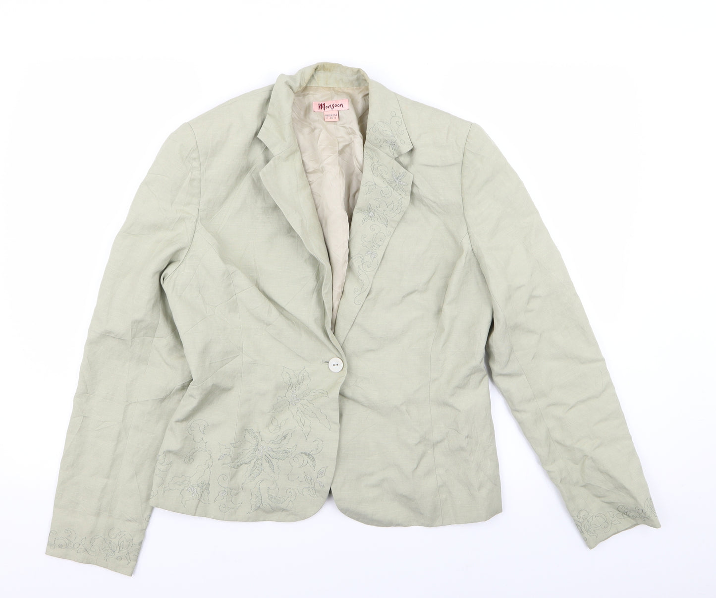 Monsoon Womens Green Floral  Jacket Blazer Size 12