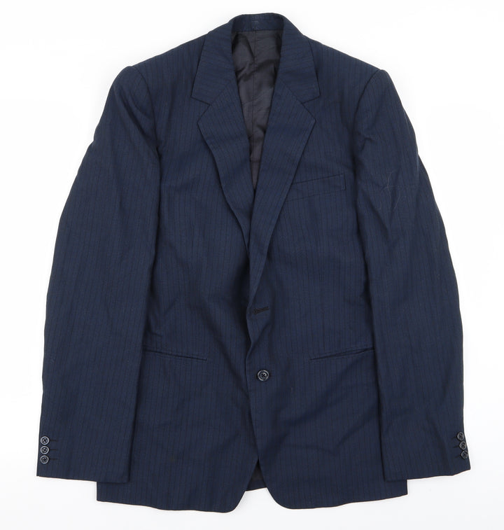 Preworn Mens Blue Striped Jacket Blazer Size 36