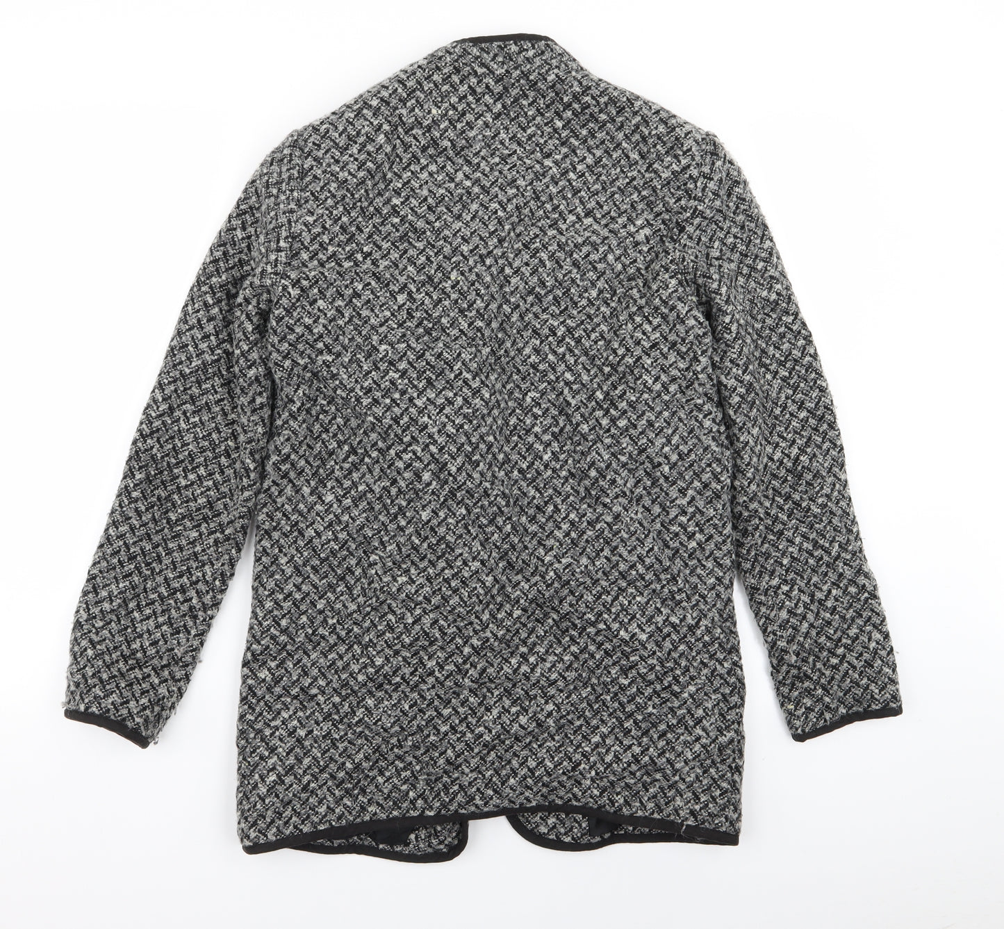 TU Womens Grey Houndstooth  Jacket Coat Size 8