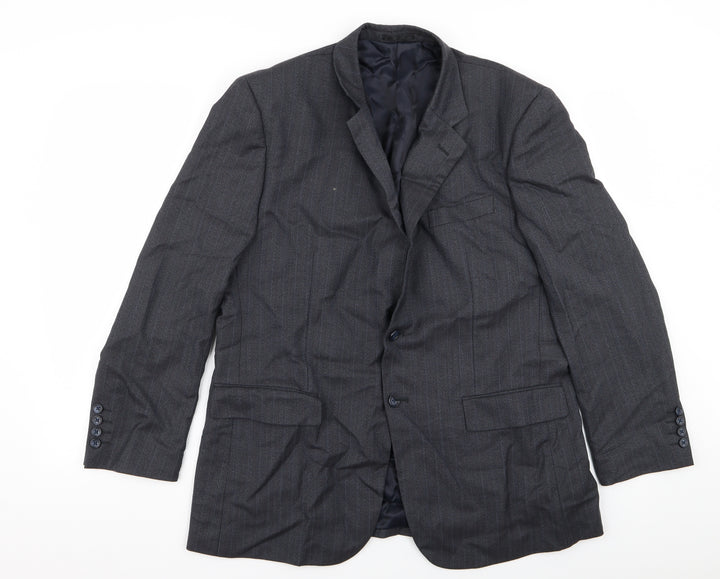 Brook Taverner Mens Grey Striped Jacket Blazer Size 42