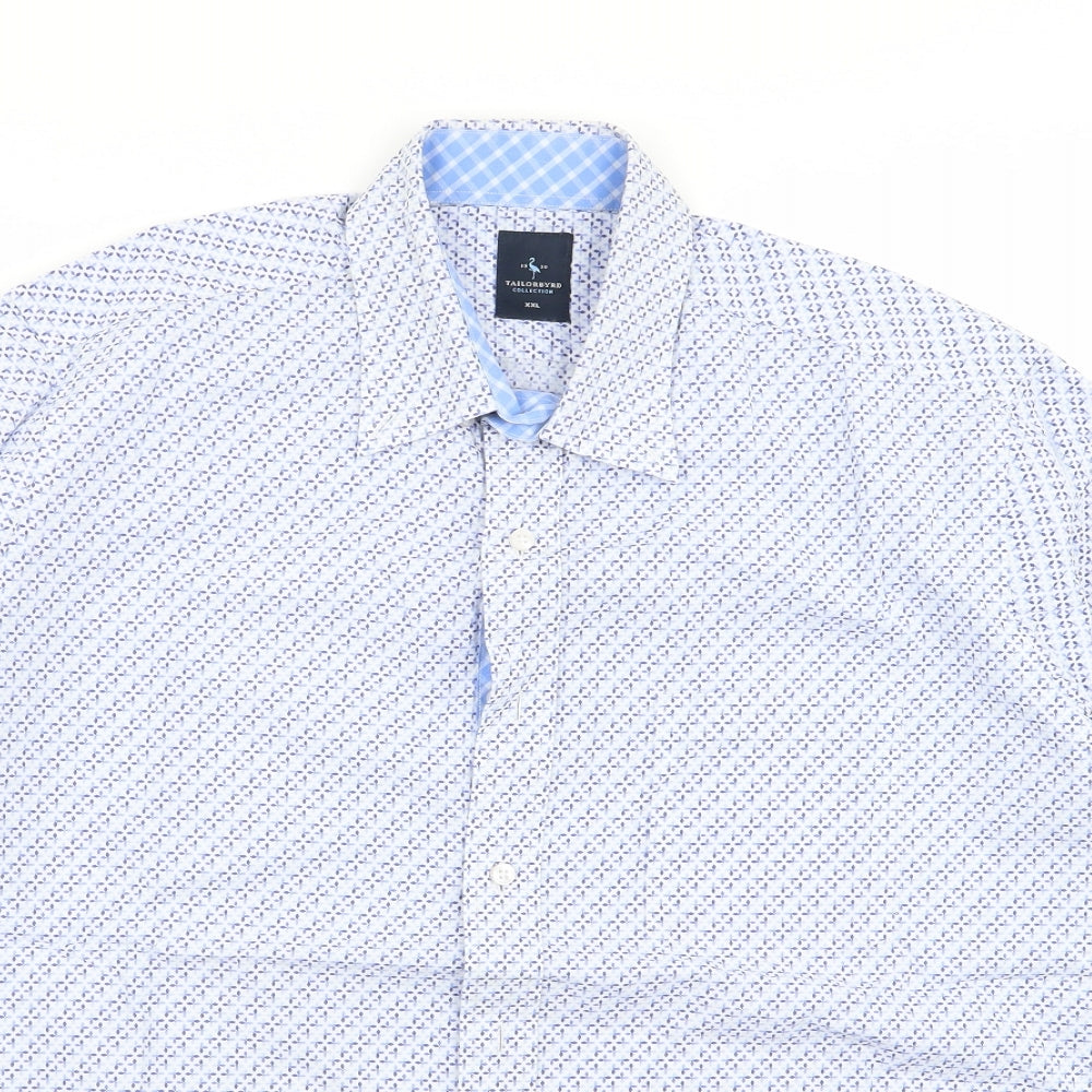 TAILORBYRD Mens Blue Geometric   Dress Shirt Size 2XL