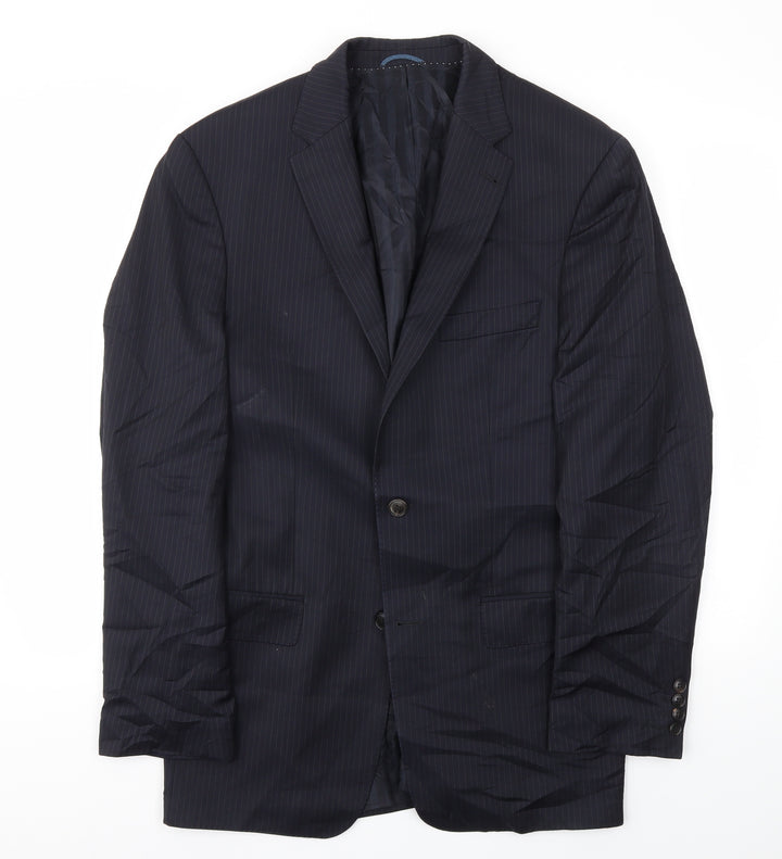 GUABELLO Mens Blue Striped  Jacket Blazer Size 42