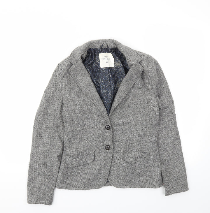 H&M Womens Grey Jacket Blazer Size 6