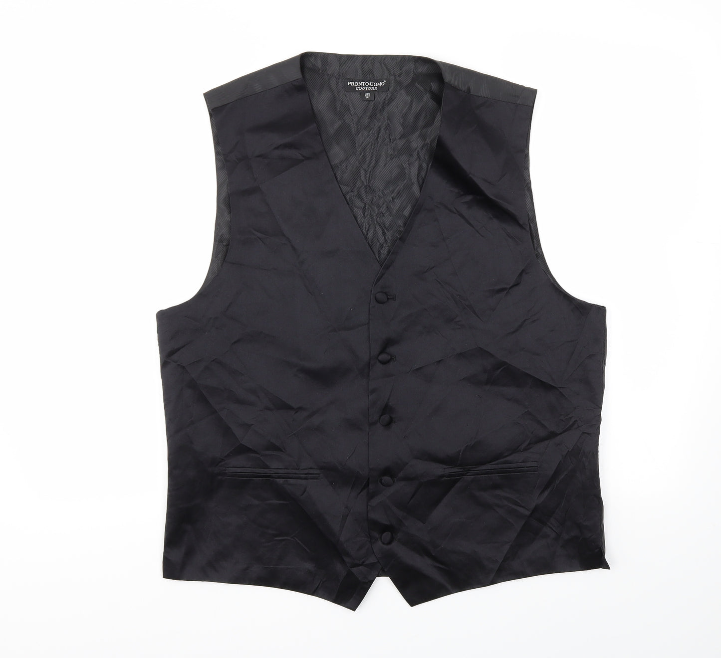 Pronto Uomo Mens Black   Jacket Suit Waistcoat Size M
