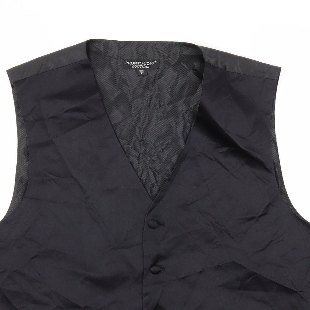 Pronto Uomo Mens Black   Jacket Suit Waistcoat Size M