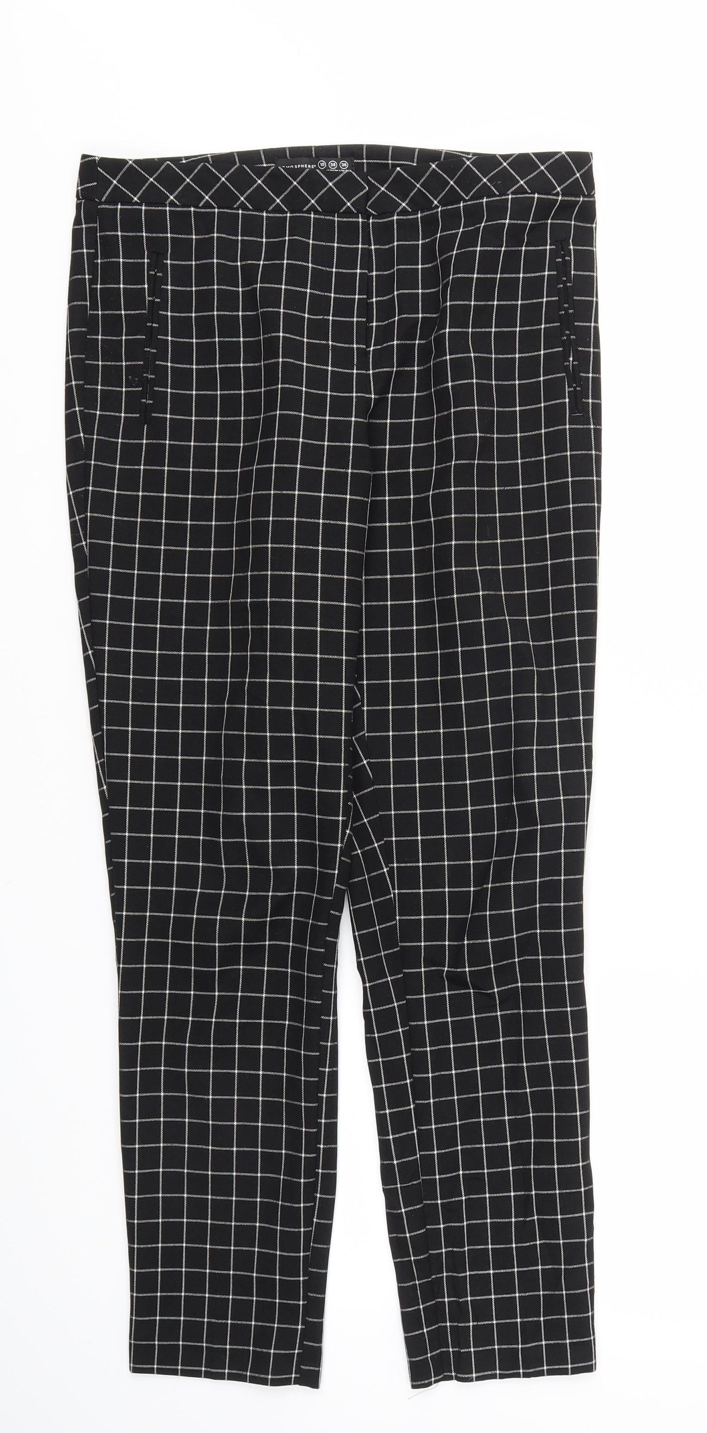 Primark Womens Black Check  Trousers  Size 10 L28 in