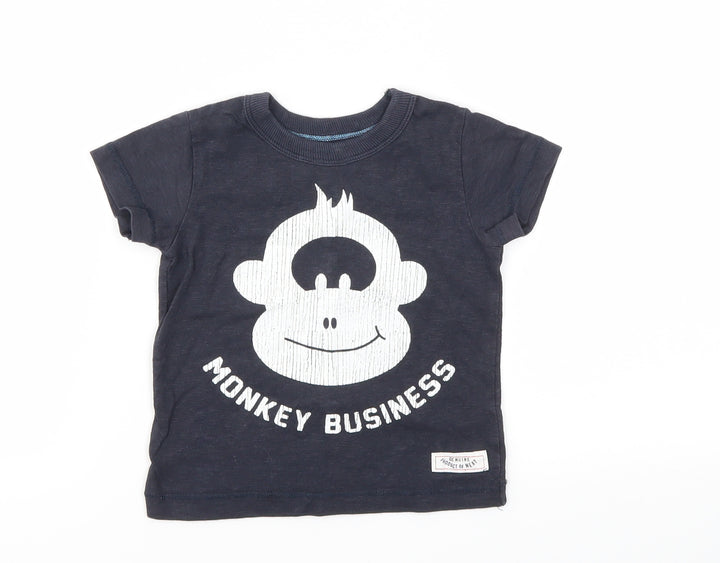NEXT Boys Blue Animal Print Basic T-Shirt Size 3-6 Months