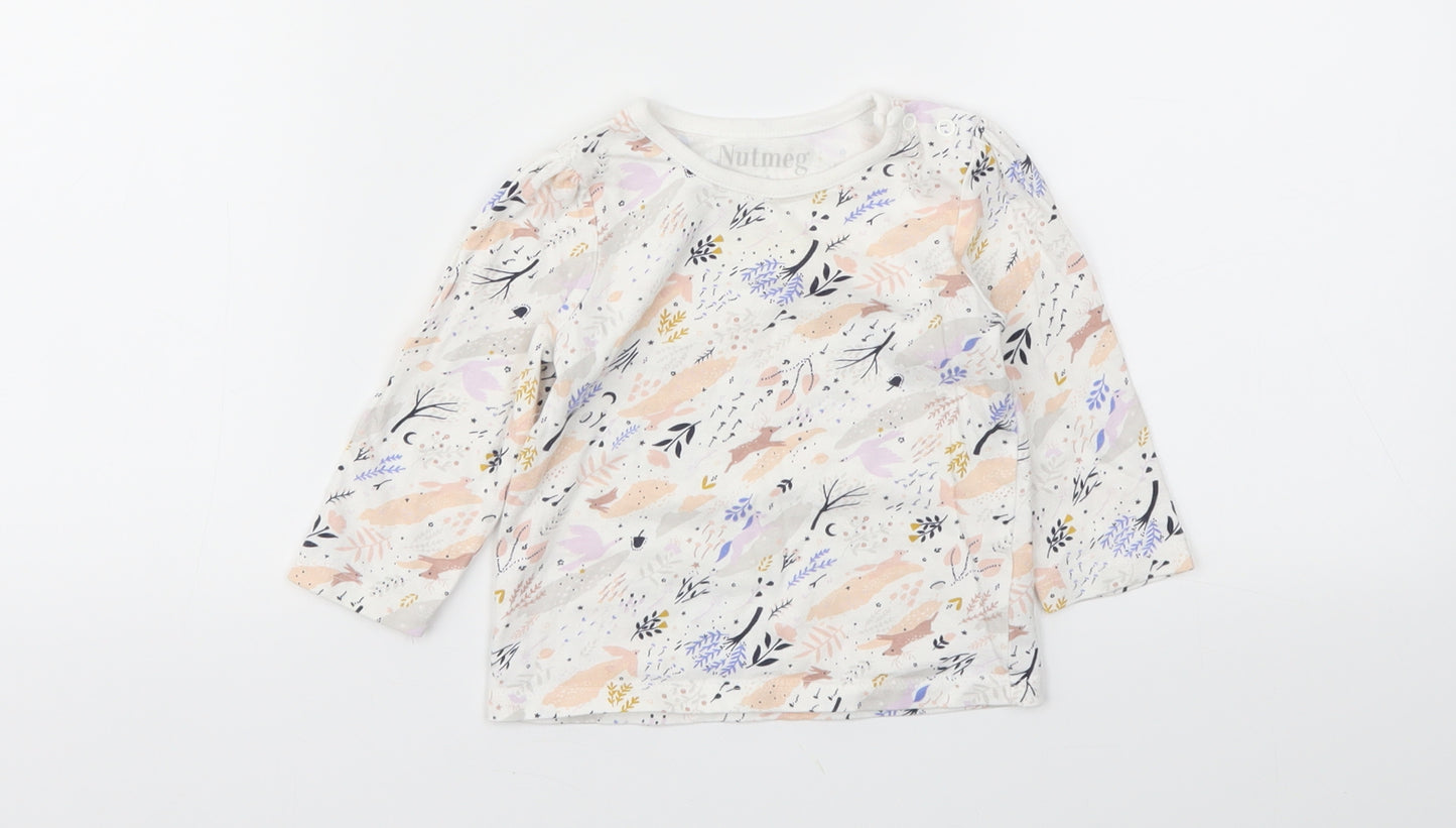 Nutmeg  Ivory Floral  Basic T-Shirt Size 6-9 Months