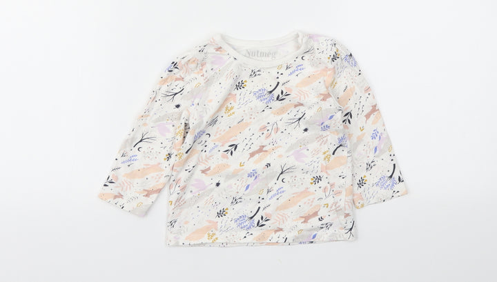 Nutmeg  Ivory Floral  Basic T-Shirt Size 6-9 Months