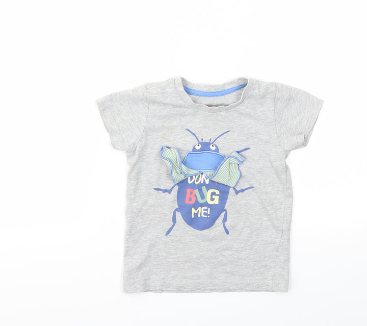 Matalan Boys Grey Animal Print Basic T-Shirt Size 2-3 Years