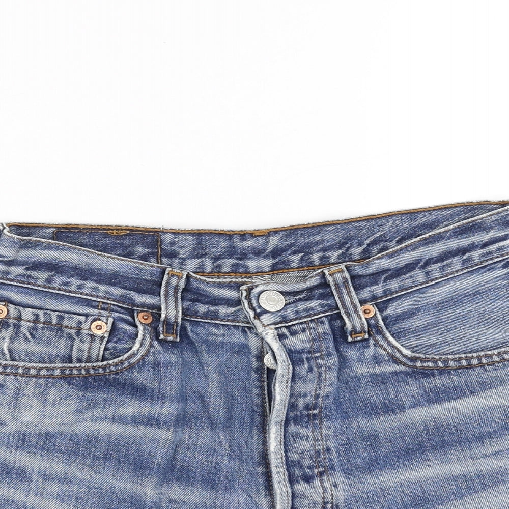 LEVIS Womens Blue  Denim Hot Pants Shorts Size 30 in - Distressed