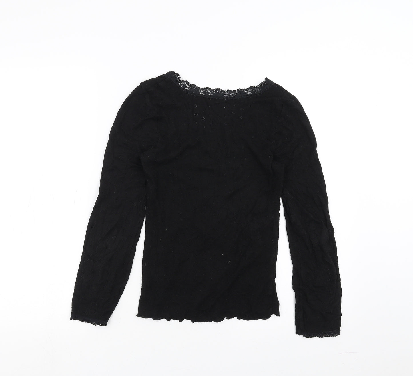 George Womens Black Solid  Top Pyjama Top Size 8