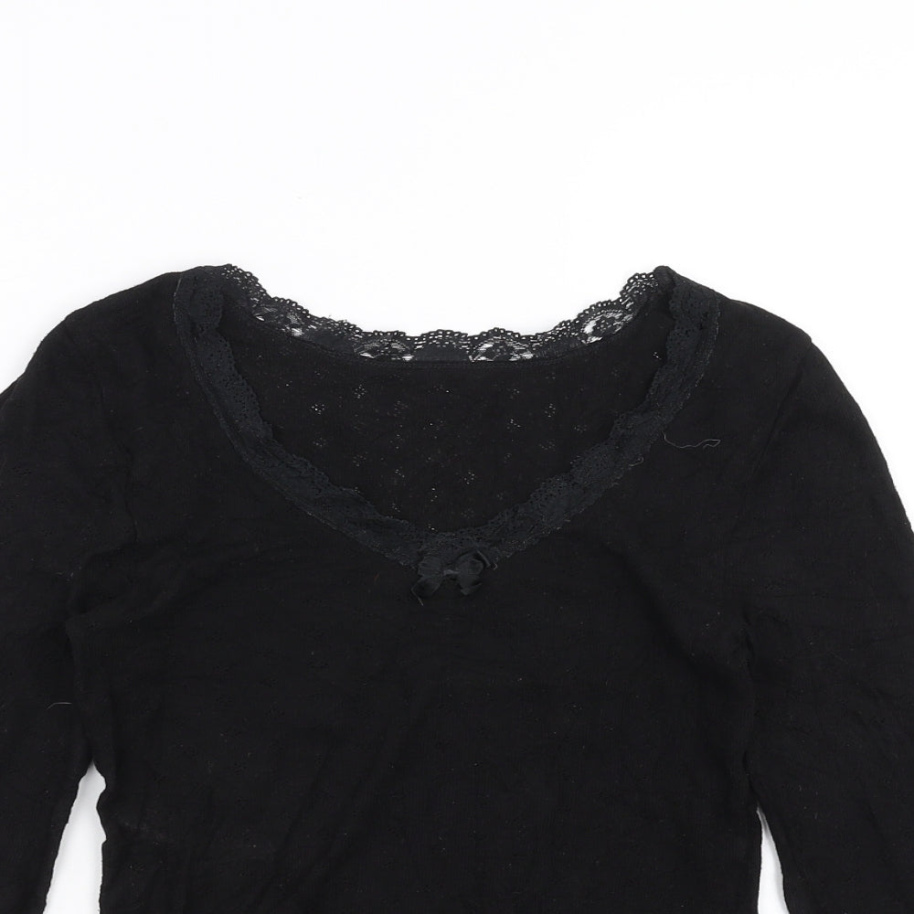George Womens Black Solid  Top Pyjama Top Size 8
