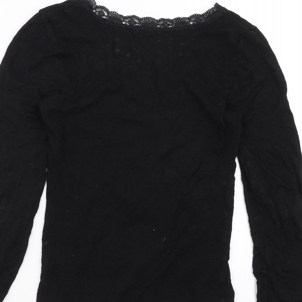 George Womens Black Solid  Top Pyjama Top Size 8