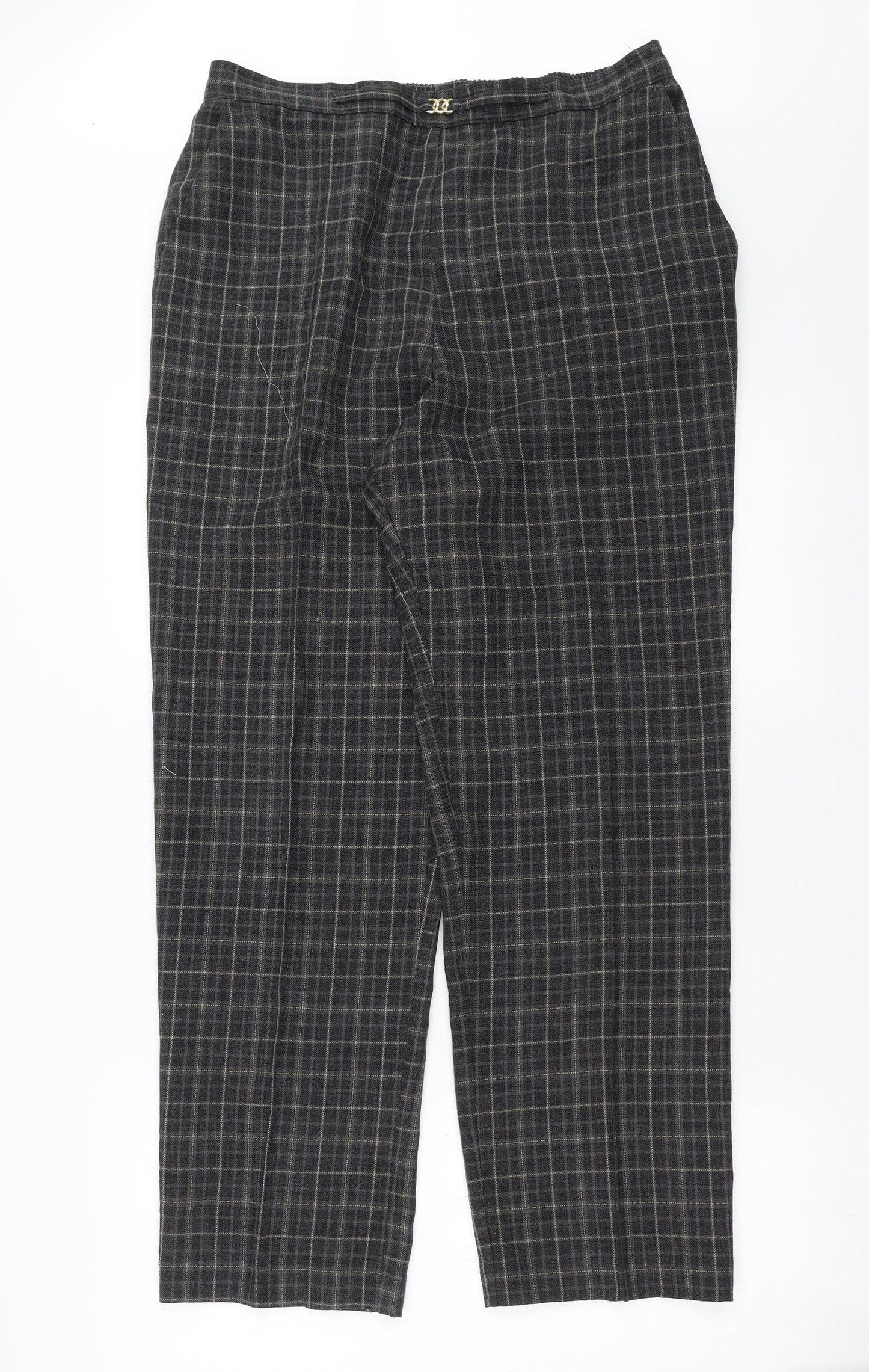 Marks and Spencer Womens Grey Check  Trousers  Size 16 L29 in