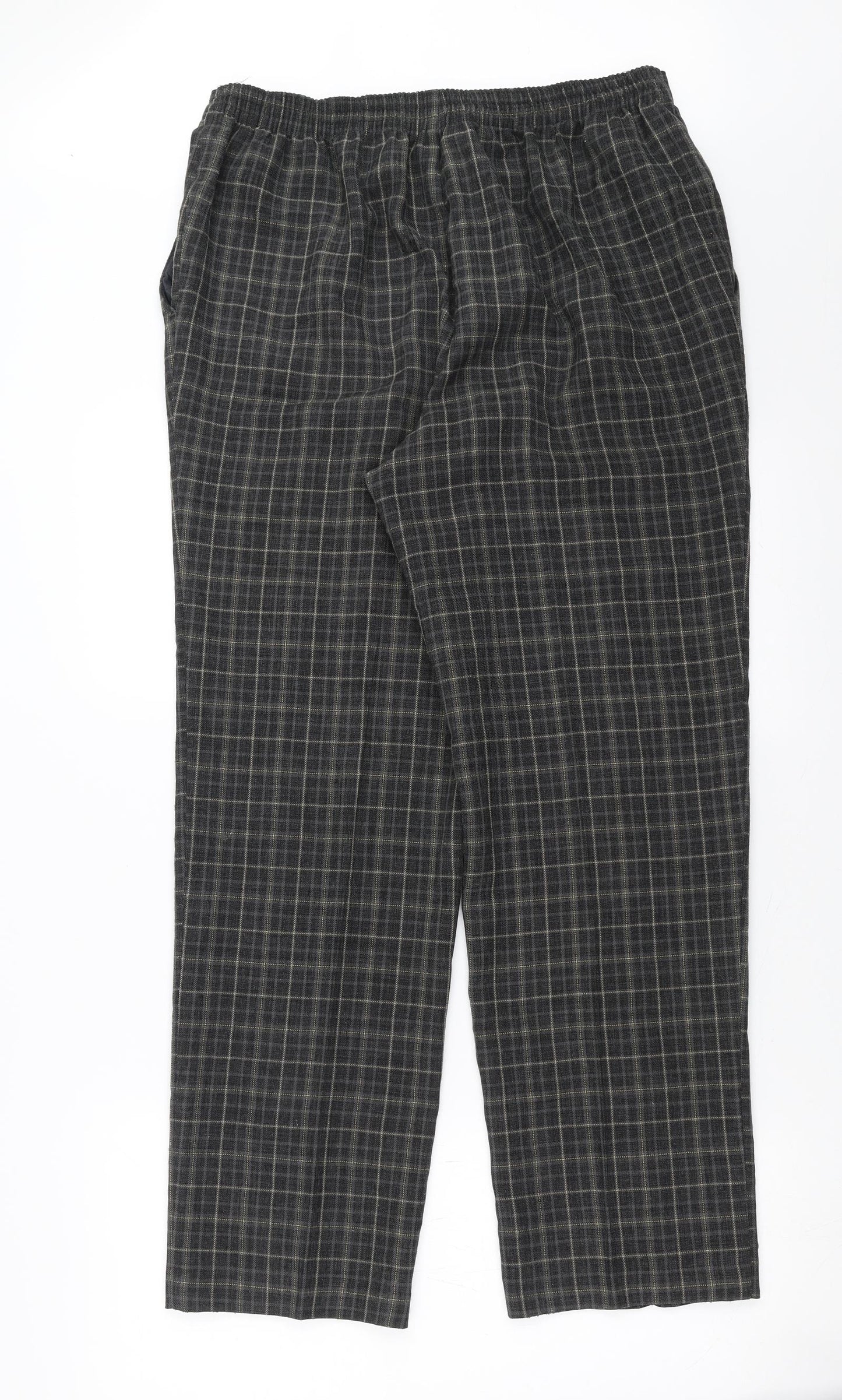Marks and Spencer Womens Grey Check  Trousers  Size 16 L29 in