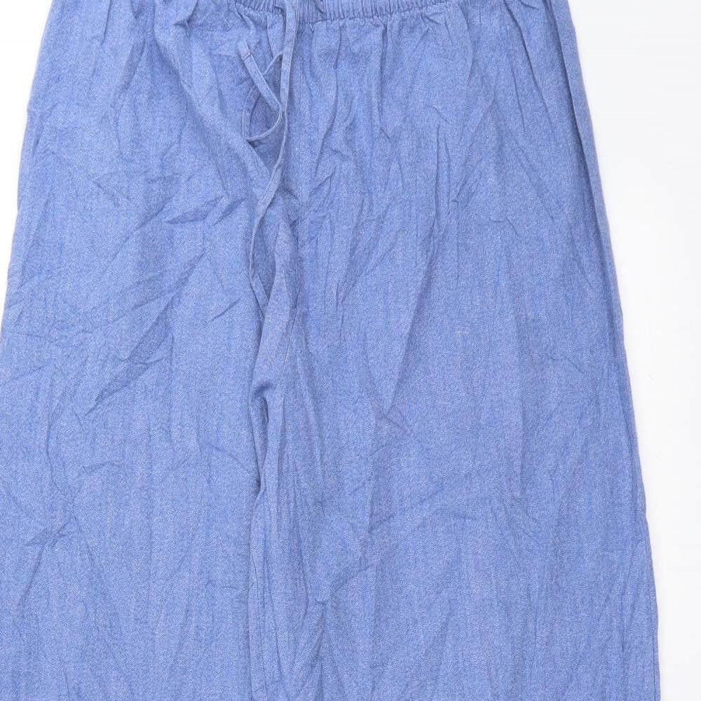 Marks and Spencer Womens Blue Solid   Pyjama Pants Size 16  - Embroidered detail
