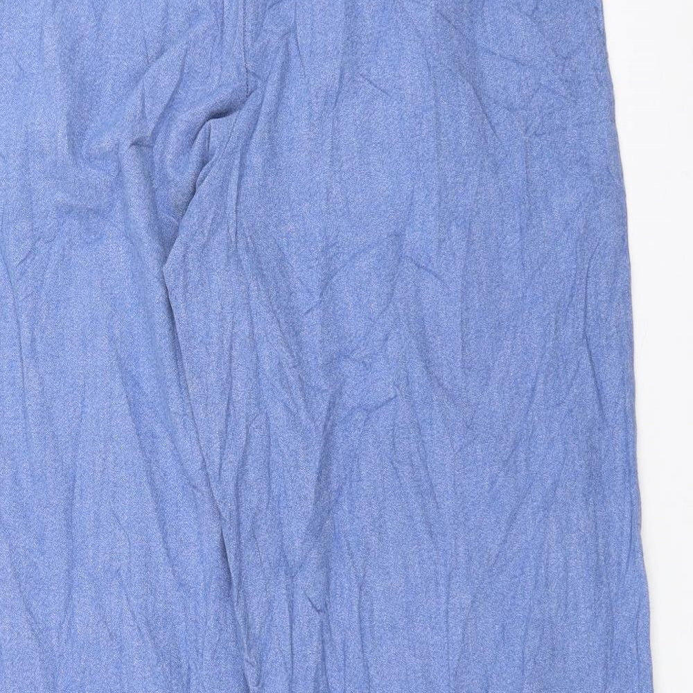 Marks and Spencer Womens Blue Solid   Pyjama Pants Size 16  - Embroidered detail