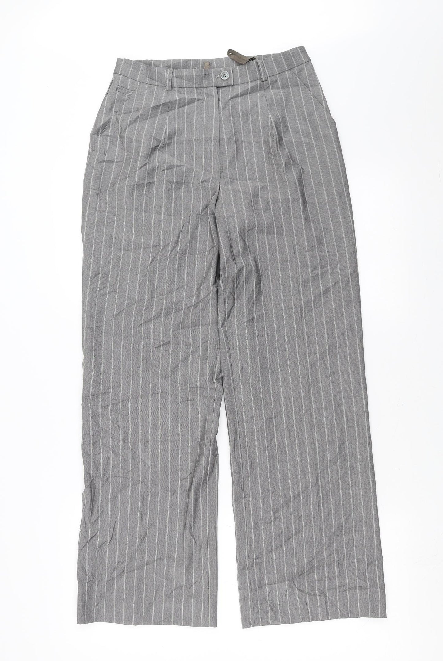 Preworn Womens Grey Striped  Trousers  Size 8 L28 in