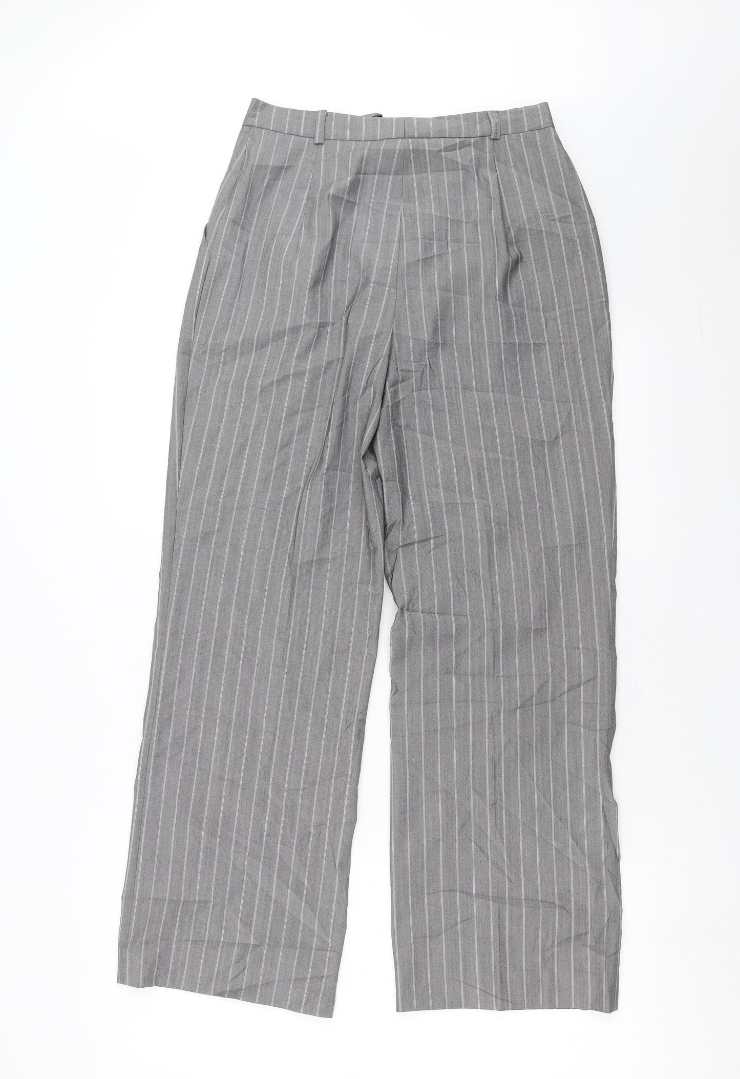 Preworn Womens Grey Striped  Trousers  Size 8 L28 in