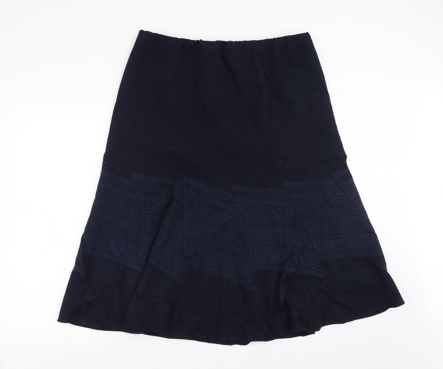Marks and Spencer Womens Blue   Trumpet Skirt Size 16  - Embroidered detail