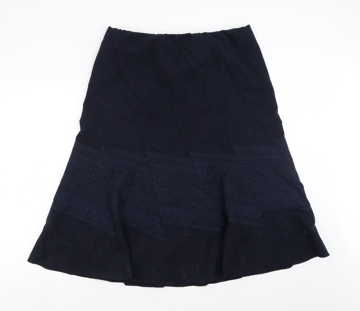 Marks and Spencer Womens Blue   Trumpet Skirt Size 16  - Embroidered detail