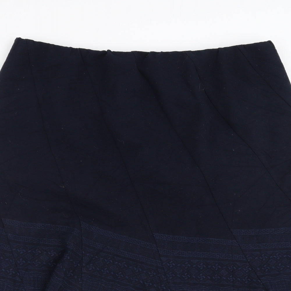 Marks and Spencer Womens Blue   Trumpet Skirt Size 16  - Embroidered detail