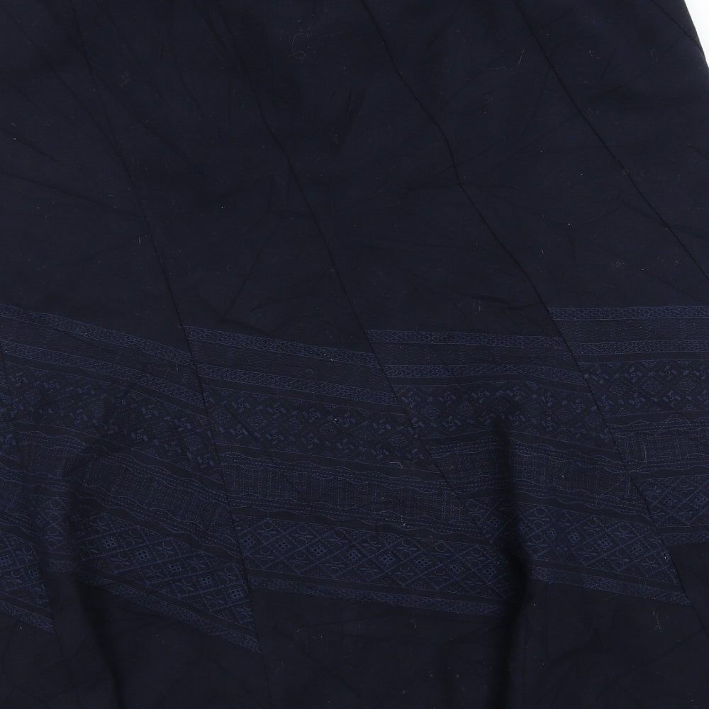 Marks and Spencer Womens Blue   Trumpet Skirt Size 16  - Embroidered detail