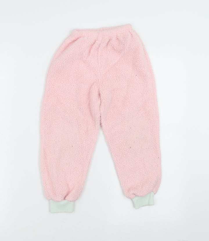 Matalan Girls Pink Solid Fleece Pyjama Pants Size 5 Years