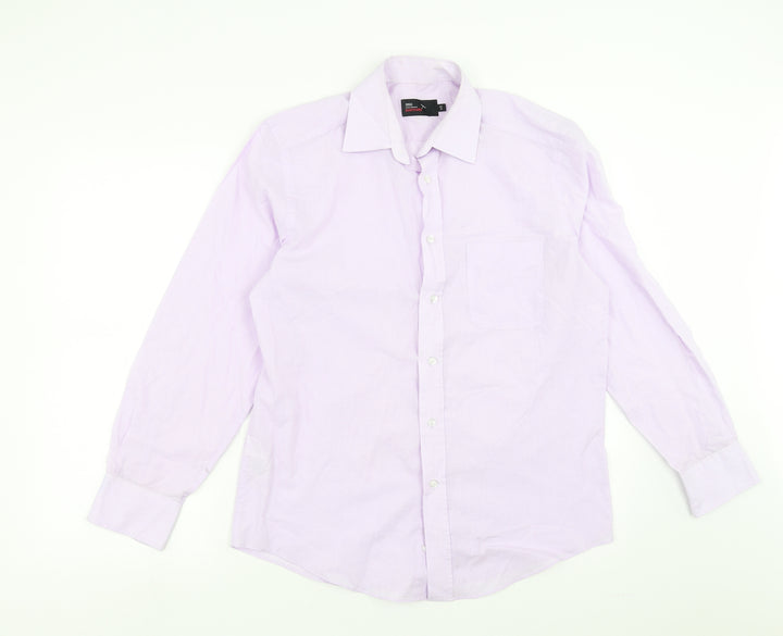 Marks and Spencer Mens Purple Button-Up Size 15 - easy care
