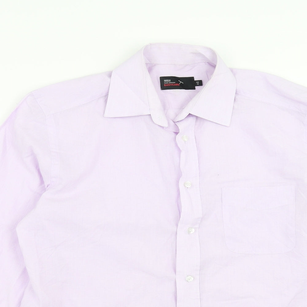 Marks and Spencer Mens Purple    Button-Up Size 15  - easy care