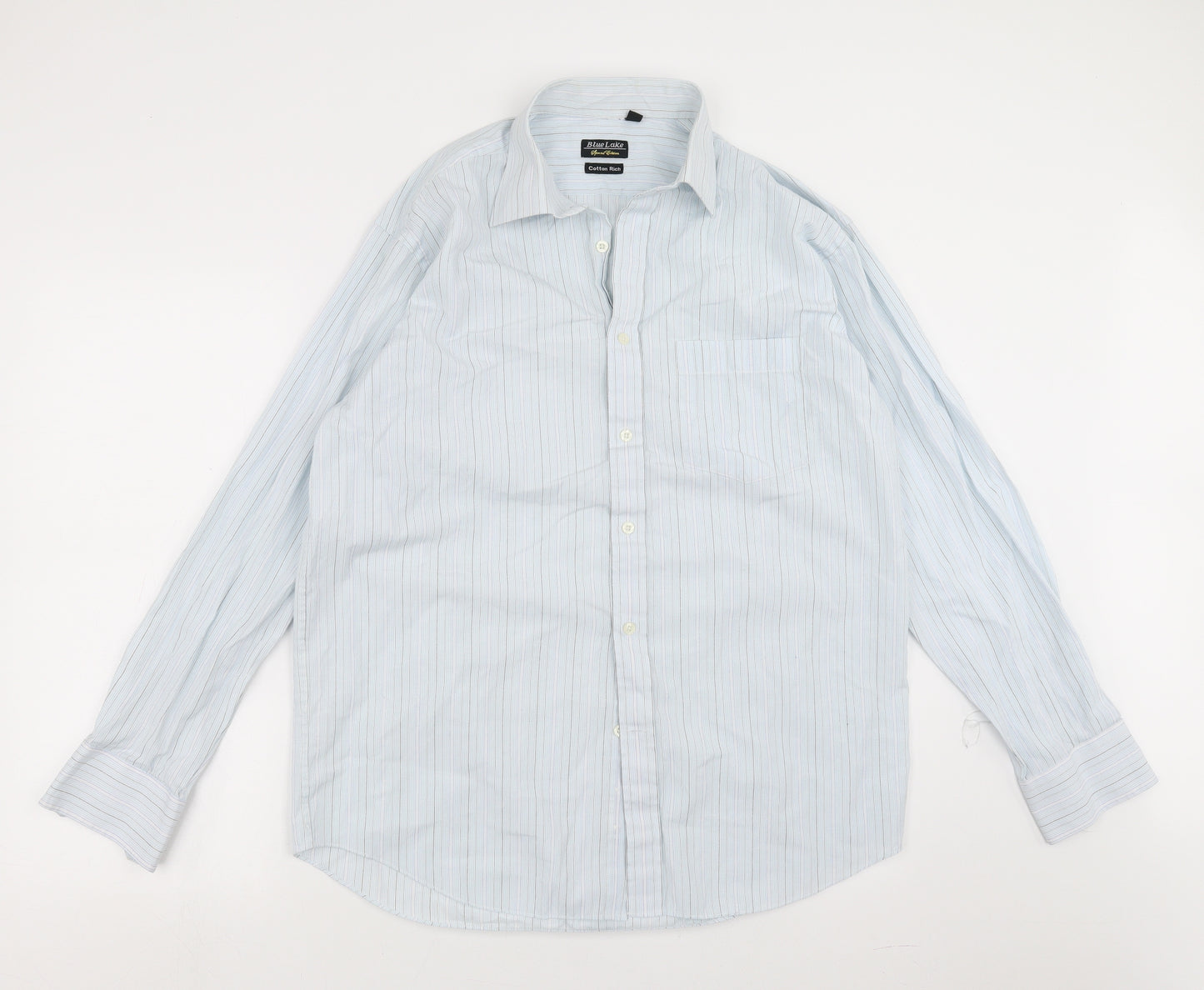 blue lake Mens Blue Striped   Button-Up Size 16