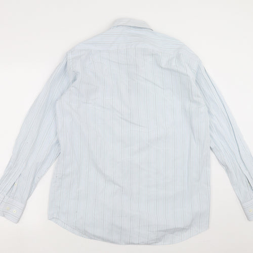 blue lake Mens Blue Striped   Button-Up Size 16