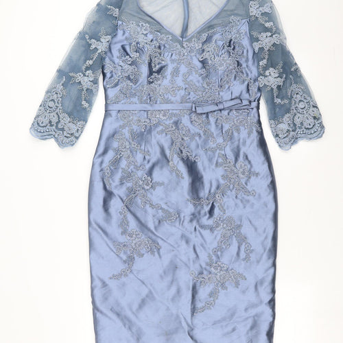 Veni infantino Womens Blue Floral  Pencil Dress  Size 10  - Embroidered detail