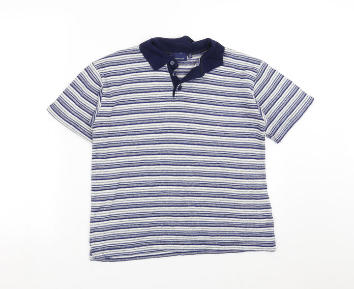 Debenhams Boys Blue Striped Basic Polo Size 9-10 Years