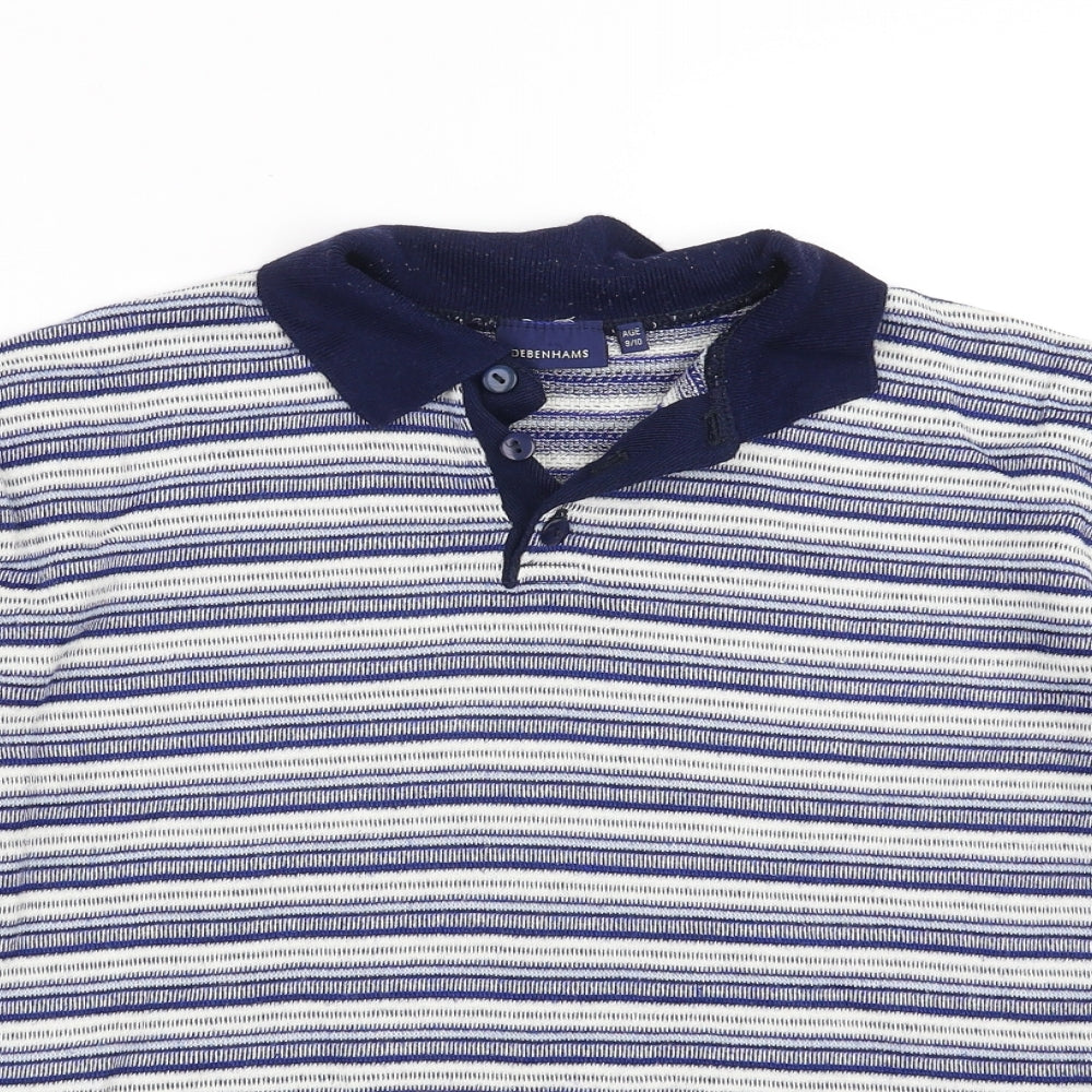 Debenhams Boys Blue Striped  Basic Polo Size 9-10 Years