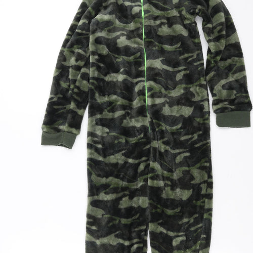 Primark Boys Green Camouflage Fleece  One Piece Size 6-7 Years  - onesie