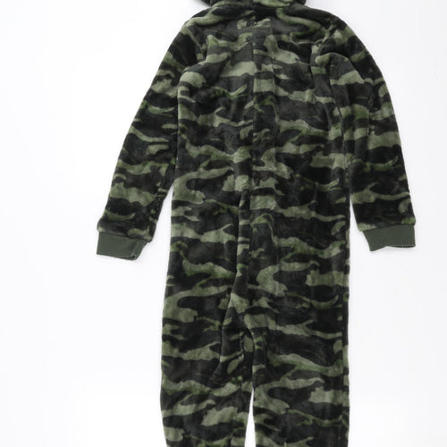 Primark Boys Green Camouflage Fleece  One Piece Size 6-7 Years  - onesie
