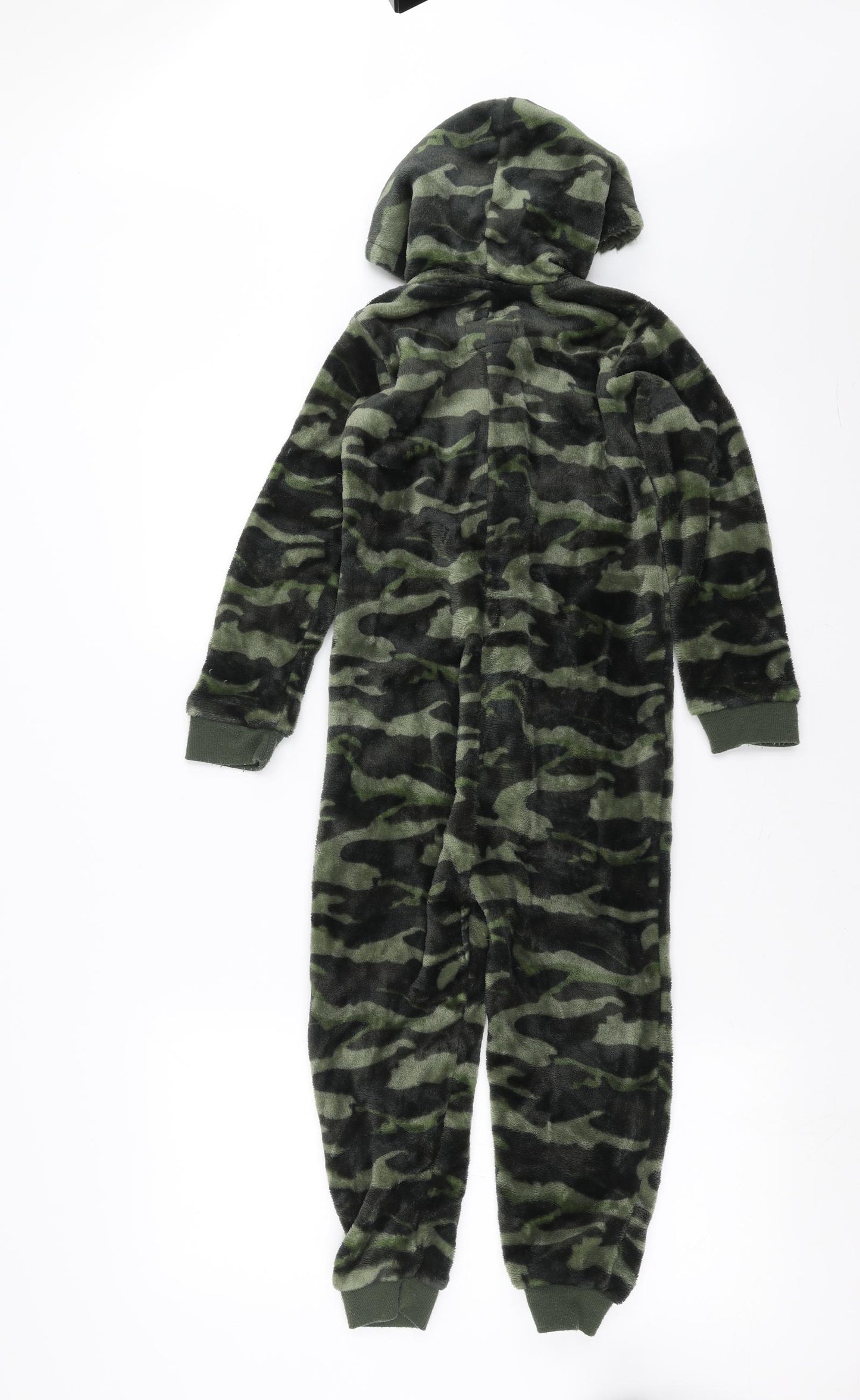 Primark Boys Green Camouflage Fleece  One Piece Size 6-7 Years  - onesie